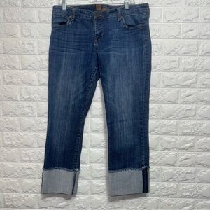 KUT from the Kloth Women’s Jeans Size 12‎ Dark Wash Cuffed Frayed Hem Stretch